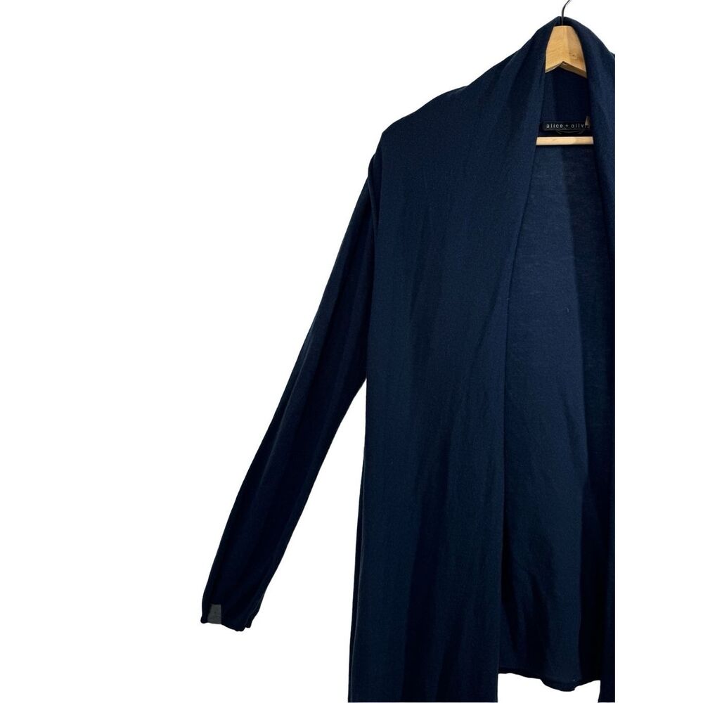 Alice + Olivia Blue Long Sleeve Wrap Cardigan Sweater Size M Asymmetrical Wool - Picture 10 of 14